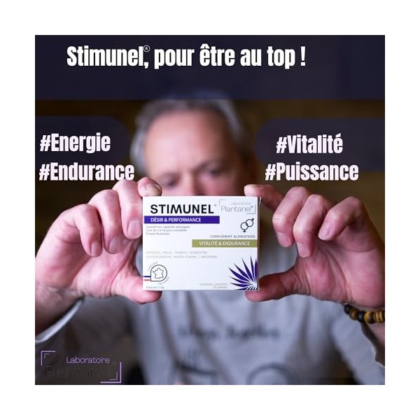 Stimunel – Maca & Ginseng Ultra-Concentrés 3300 mg – Énergie, Vigueur & Endurance – Tribulus & L-Arginine – 20 Gélules – Fabr