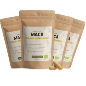 Cupplement - 4 sachets de Maca 100 Capsules - Pilulier Gratuit - Bio - 500 MG par capsule - Sans Poudre - Supplément - Racine