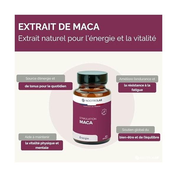 Maca Bio – Stimulation Énergie & Vitalité – Libido & Endurance – 60 Gélules Végétales – Nootrolab