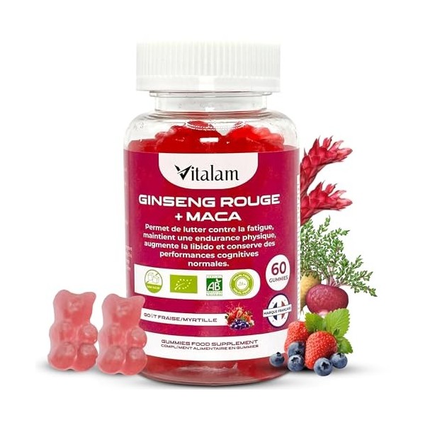 VITALAM Gummies Ginseng Rouge avec de la Maca jaune BIO de Corée | viagra homme naturel, Vitamine b12, Energie, Force, Augmen