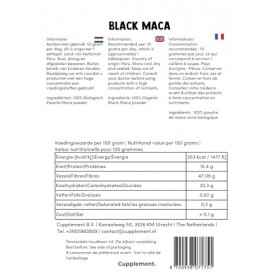 Cupplement Maca Noire Poudre 100 g Bio Superaliment Racine Pure Sans Gélules Comprimés Arginine Tablettes Extrait ou Maca Jau