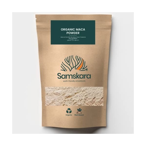 Poudre de maca andine jaune pure, crue et biologique du Pérou Samskara | 100% fruits secs | Performance physique et mentale |