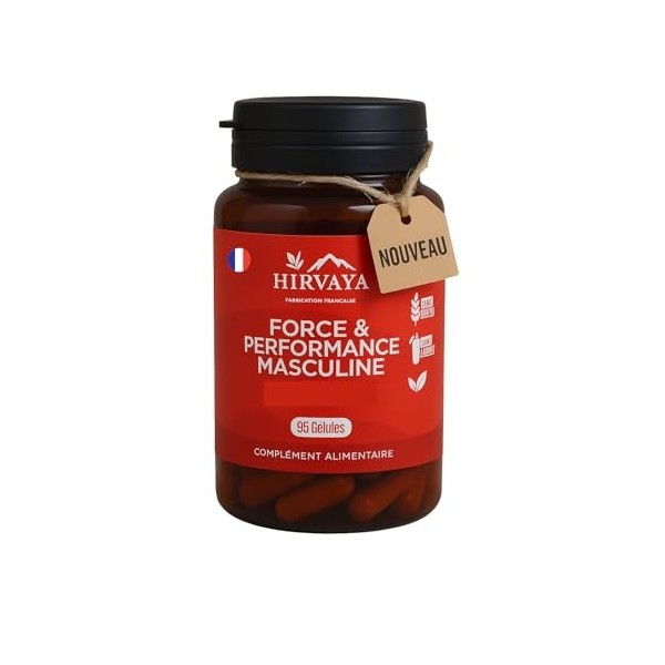 Hirvaya – Force & Performance Masculine | Maca, Ginseng, Ashwagandha & Zinc | Vitalité & Énergie Naturelles | Sans Gluten, La