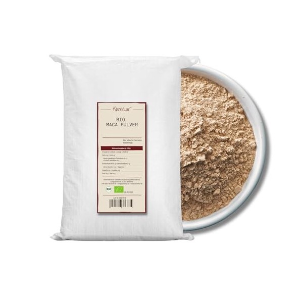Kamelur Poudre de maca bio 1 kg – du Pérou, brute et finement moulue – Poudre de maca bio de qualité supérieure à base de rac...