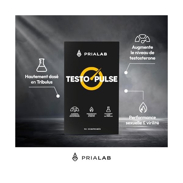 Testo Pulse | Booster Testostérone Naturel | Tribulus, Maca, Ginseng, Fenugrec et Zinc | Performance Masculine | Libido, Viri