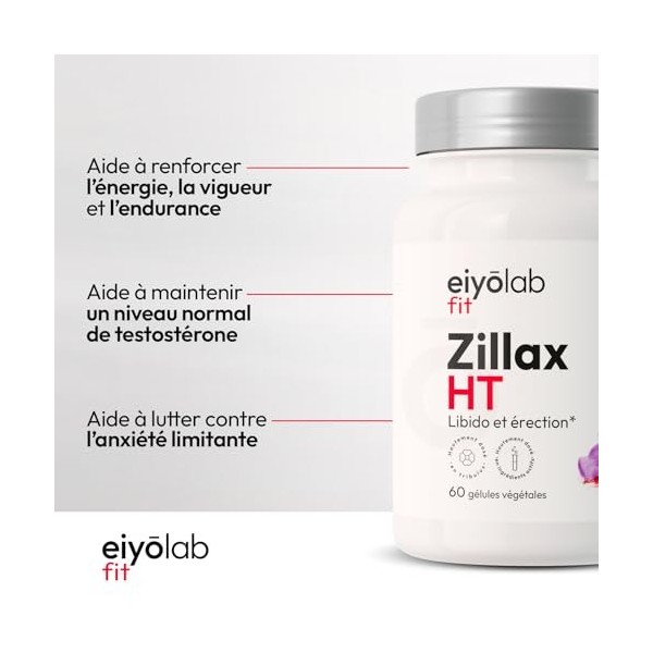 Zillax HT | Formule Libido Homme | Vigueur, Endurance | Tonifiant Sexuel | Tribulus, Maca, Safran et Ginkgo | Aphrodisiaque |