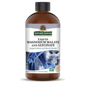 Malate de magnésium liquide et glycinate 200 mg - Favorise la santé des os et des muscles - 480 ml