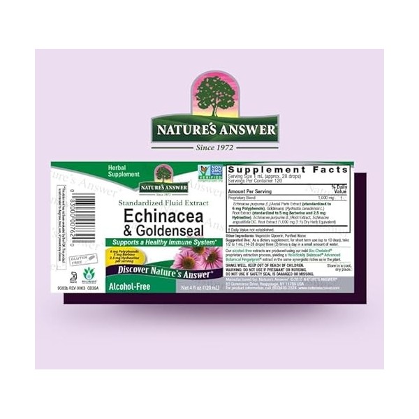 Naturals Answer EcinacceRoot & Golden Seal, sans alcoho, 120 ml