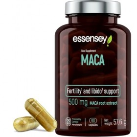 ESSENSEY - 500 mg dextrait de MACA I Plante adaptogène I 90 gélules I Endurance et vitalité I Végétarien & sans additifs I 9