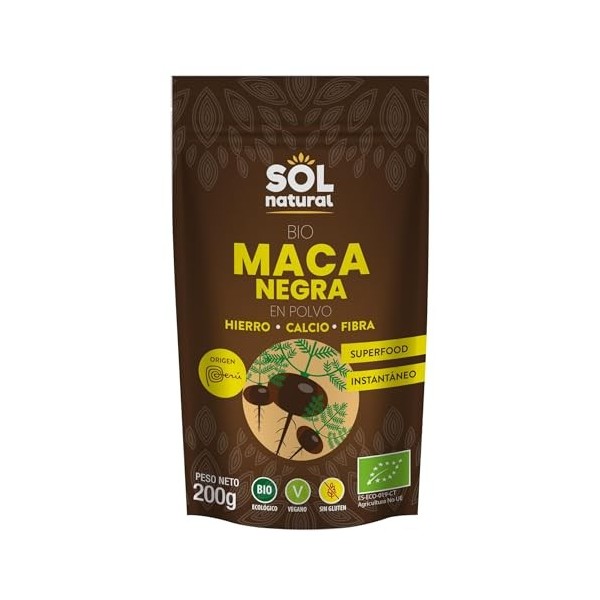 Sol Natural MACA Noir en Poudre Bio 200 g, Non Applicable