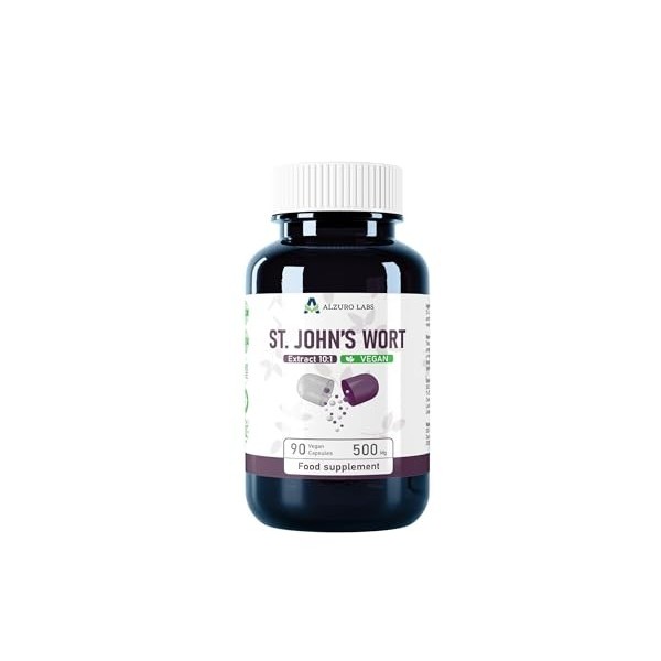 Alzuro Labs St. John’s Wort 5,000mg Equivalent 500mg 10:1 Extract – 90 Vegan Capsules | Natural Mood & Emotional Balance Su