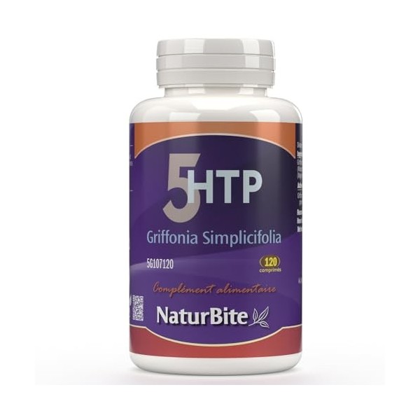 Griffonia Simplicifolia 5-Htp Naturbite 60 Comprimés. Favorise la relaxation et réduit le stress, ce qui améliore lhumeur. Mi...