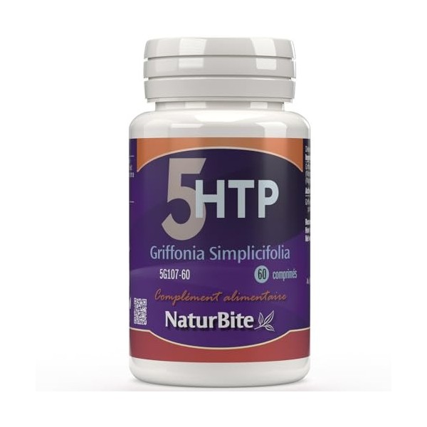 Griffonia Simplicifolia 5-Htp Naturbite 60 Comprimés. Favorise la relaxation et réduit le stress, ce qui améliore lhumeur. Mi...