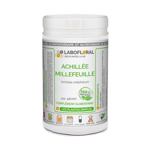 Achillée Millefeuille Labofloral 500 gélules dosées à 200 mg - Complément alimentaire - Digestion, respiration - Fabriqué en 
