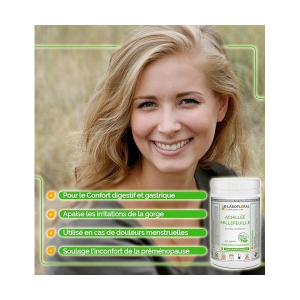 Achillée Millefeuille Labofloral 500 gélules dosées à 200 mg - Complément alimentaire - Digestion, respiration - Fabriqué en 