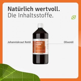 Casida® Huile de millepertuis - Huile rouge réchauffante, apaisante et apaisante pour massages et frottements 1000 ml 