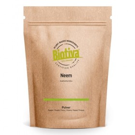 Biotiva Poudre de margousier bio 100g - Azadirachta Indica - Neem - Margosier - Complément alimentaire ayurvédique - Qualité 