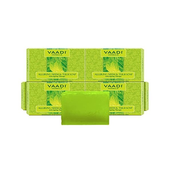 Vaadi Herbals Super Value Pack Of 6 Séduisante Neem Tulsi & Savon Avec vitamine E et lhuile de théier 6x75g 
