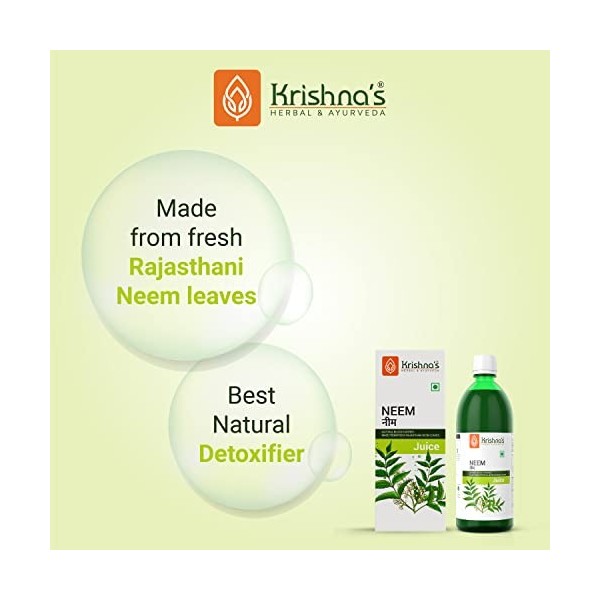 Krishnas Lot de 2 purificateurs de sang au jus de margousier de feuilles fraîches 500 ml