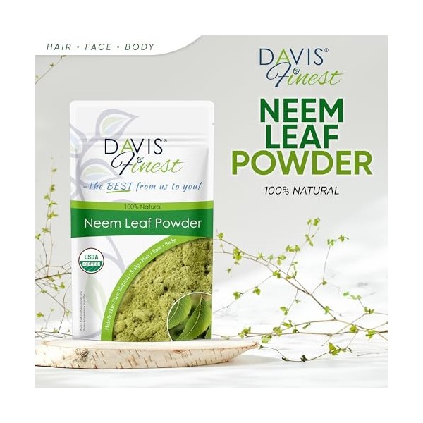 Davis Finest Neem Powder 100% Pure & Natural for Skin and Hair Care - Promotes Hair Growth 100 g Neem