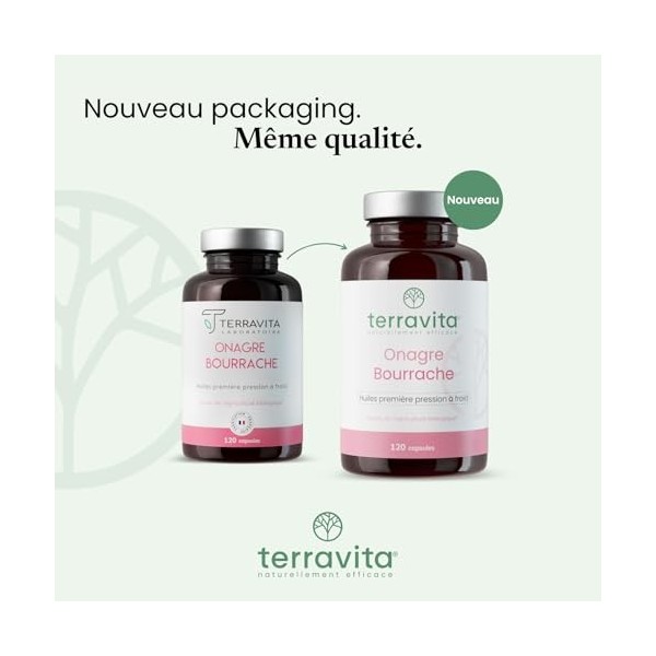 ONAGRE et BOURRACHE | Huiles BIO Première Pression à Froid | 120 Capsules de 500 mg | Hydratation de la Peau en Profondeur | 