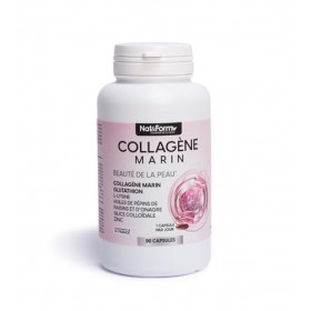 Collagène Marin - Beauté de la Peau - 90 Capsules | Glutathion, L-Lysine, Huiles de Pépins de Raisin et d’Onagre, Silice Coll