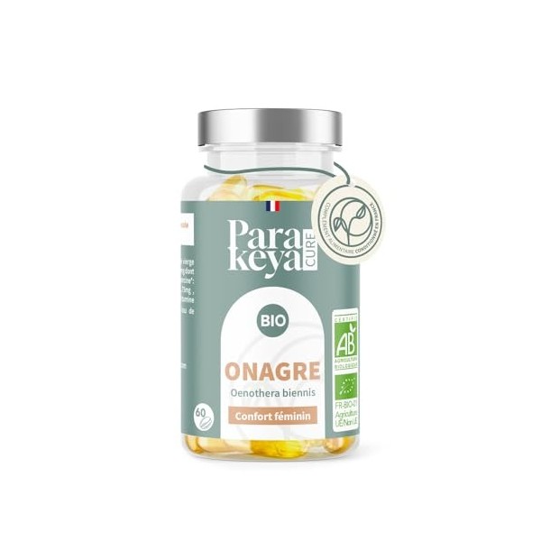Parakeya - Huile d’Onagre Bio 500 mg - 180 gélules - Confort féminin & équilibre au quotidien - Complément alimentaire Onagre