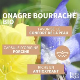 Parakeya - Onagre & Bourrache Bio 500 mg - 60 capsules - Beauté de la peau & apport en acides gras essentiels - Complément al...