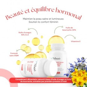 Huile d’Onagre & Huile de Bourrache – 120 Capsules – Première Pression à Froid – Riche en GLA Oméga-6 – Avec Vitamine E