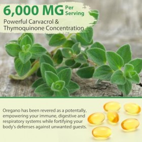 Oil of Oregano, Huile d Origan et Nigelle, Huile dorigan 2 en 1 6000 mg avec Huile de Nigelle 200 mg ,Carvacrol 165 mg ,