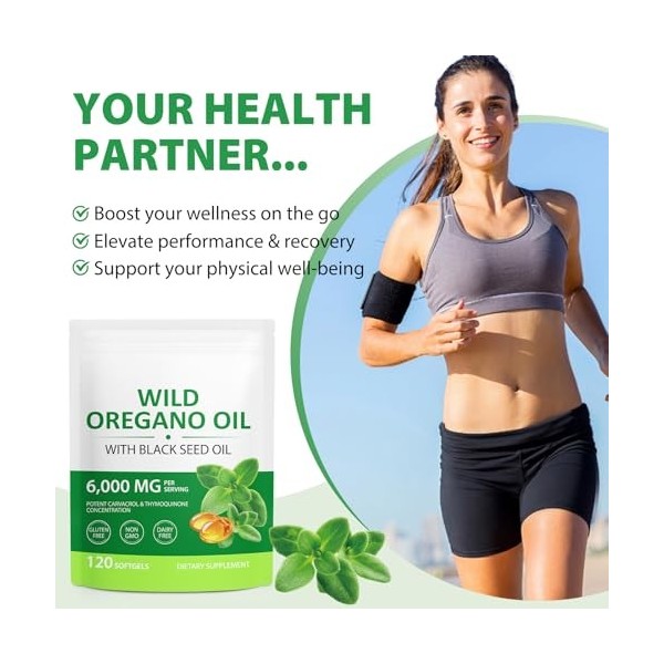 Capsules dhuile dorigan 240 gélules, Oregano Oil Capsules, dorigan bio végétaliennes capsules dhuile- 2 en 1 6000 mg dhu