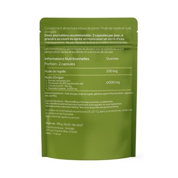 Huile dorigan et nigelle, Huile dorigan,Huile de nigelle,300 capsules,Disponibilité en phramacie,haute concentration,Renfor