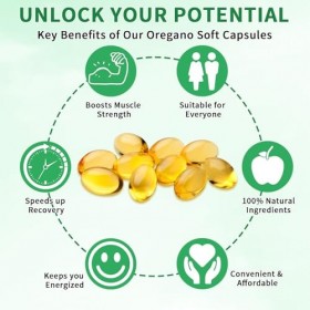 Capsules DHuile DOrigan 120 Softgel, Végétaliennes - 2 En 1 6000 Mg DHuile DOrigan Avec 200 Mg DHuile De Nigelle, Soutie Orégan