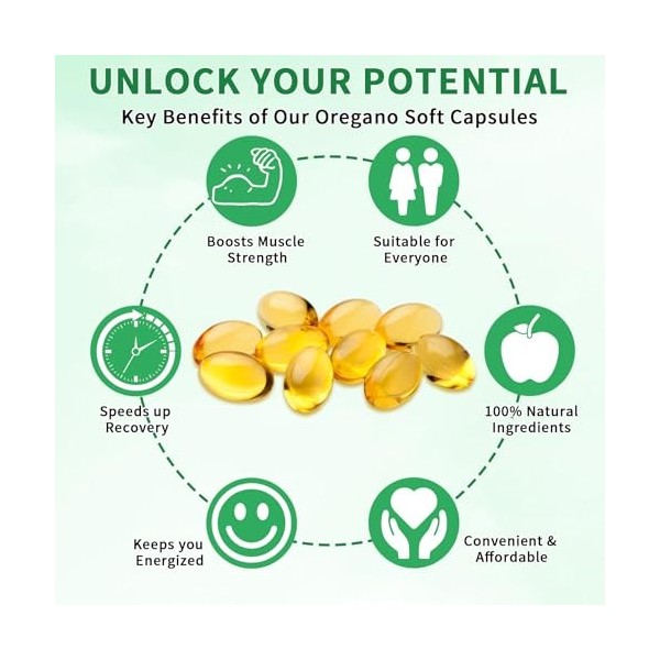 Capsules DHuile DOrigan 120 Softgel, Végétaliennes - 2 En 1 6000 Mg DHuile DOrigan Avec 200 Mg DHuile De Nigelle, Soutie Orégan