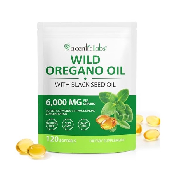 Huile dorigan, Oil of Oregano with Black Seed Oil, 120 Pcs