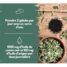 EXVital® Complexe d’huile d’origan & d’huile de nigelle, 180 gélules véganes, 100 mg d’huile d’origan & 1000 mg d’huile de ni