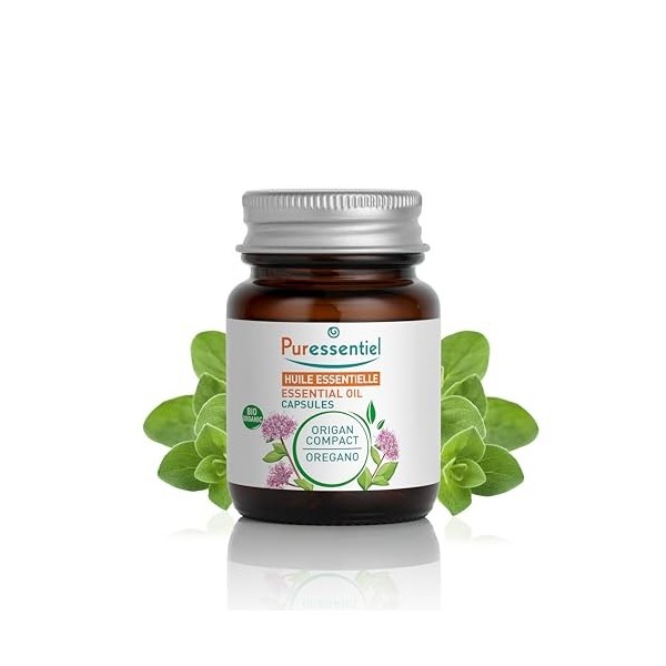 Puressentiel – Capsules d’huile essentielle d’Origan Compact – BIO HEBBD – 100 pourcent pure et naturelle – Goût Neutre – 60 