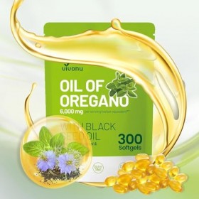 VivoNu dhuile dOrégan, Oil of Oregano with Black Seed Oil, dhuile dorigan biologique, sans OGM, 300 unité