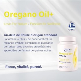 Zane Oregano Oil+ Gélules dhuile dorigan et dhuile de nigelle – avec carvacrol et thymoquinone – Complément alimentaire. S