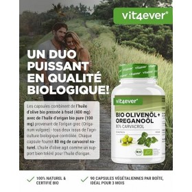Huile d’origan biologique et carvacrol 80 mg - 90 capsules avec huile d’olive vierge issue de culture contrôlée - Origan grec