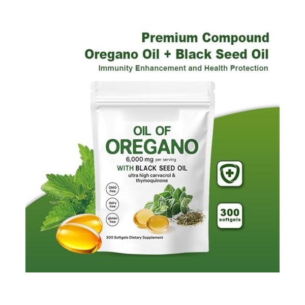 Resilia Oil of Oregano Softgels,Huile de graines dorigan Re-silia 2025,huile dorigan Re-silia avec 6000 mg dhuile de grain