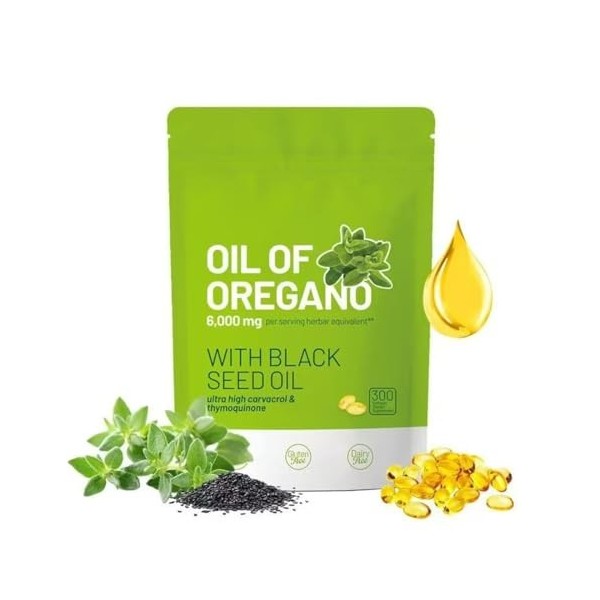 NHPY Huile dorigan, huile de cumin noir biologique, mélange équilibré dhuile dorigan et dhuile de cumin noir，capsule.