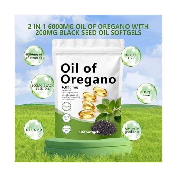 Auvely Huile dorigan, O-il dorigan avec huile de graines noires, ingrédients naturels 1 Orégan