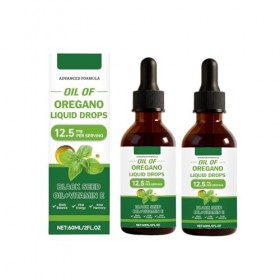 Huile dorigan en gouttes, huile dorigan et huile de nigelle | Soutien de la vitalité | Pour hommes et femmes | 60 ml,2pcs Orégan