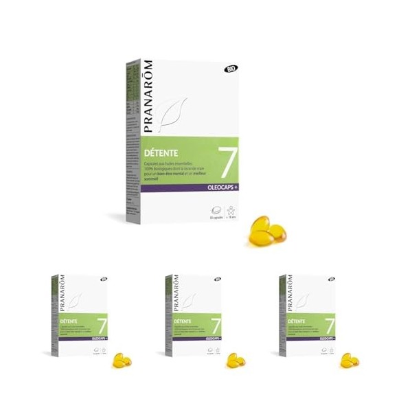 PRANARÔM - Oléocaps 7 - Détente - Aux Huiles Essentielles Ciblées - Mandarine, Lavande Vraie & Carvi - 100% Naturelle Et Bio 