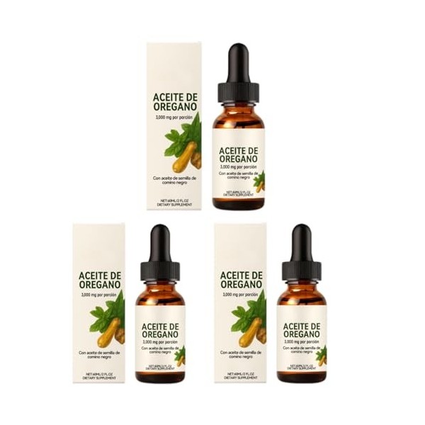 Huile dorigan biologique en gouttes avec de lhuile de nigelle pour le soutien du système immunitaire, la santé respiratoire