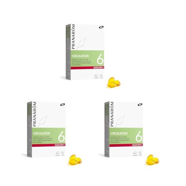 PRANARÔM - Oléocaps 6 - Circulation - Aux Huiles Essentielles Ciblées - Romarin, Genévrier, Citron, Gingembre & Pin Sylvestre