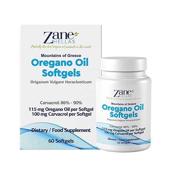 Zane Hellas gélules molles à lhuile dorigan de haute qualité. Extra fort. Chaque Softgel contient 15% dhuile essentielle g