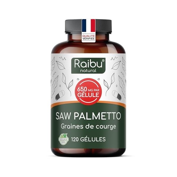 Saw Palmetto - Haute Teneur: 11000 mg de Palmier Nain par Gélule 20:1 , avec Graines de Courge - 120 Gélules de Palmier Nain