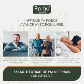 Saw Palmetto - Haute Teneur: 11000 mg de Palmier Nain par Gélule 20:1 , avec Graines de Courge - 120 Gélules de Palmier Nain